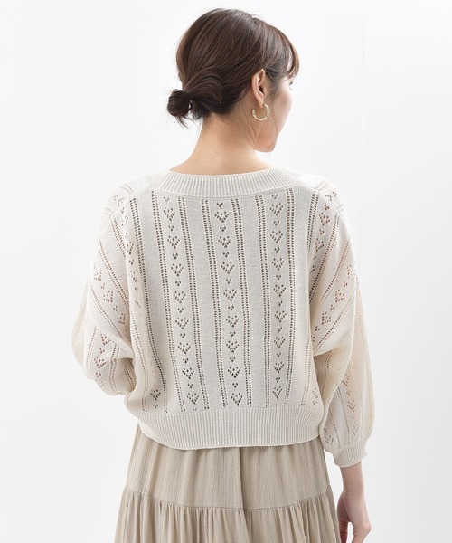 rps（アールピーエス）の「透かし柄ショートニットカーディガン（カーディガン/ボレロ・レディース・ブラック/アイボリー/ラベンダー・M）」の17枚目の写真