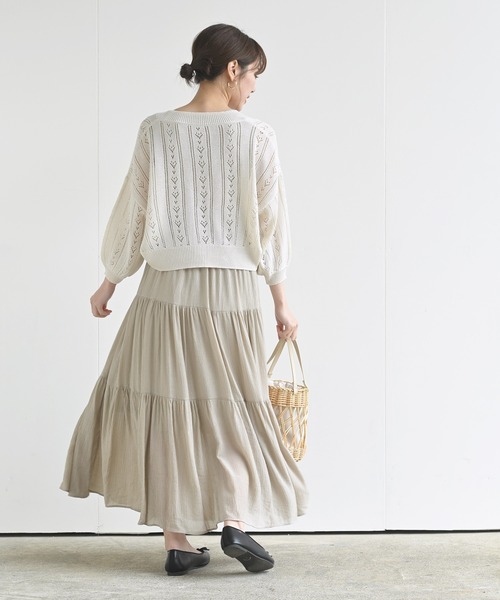 rps（アールピーエス）の「透かし柄ショートニットカーディガン（カーディガン/ボレロ・レディース・ブラック/アイボリー/ラベンダー・M）」の14枚目の写真