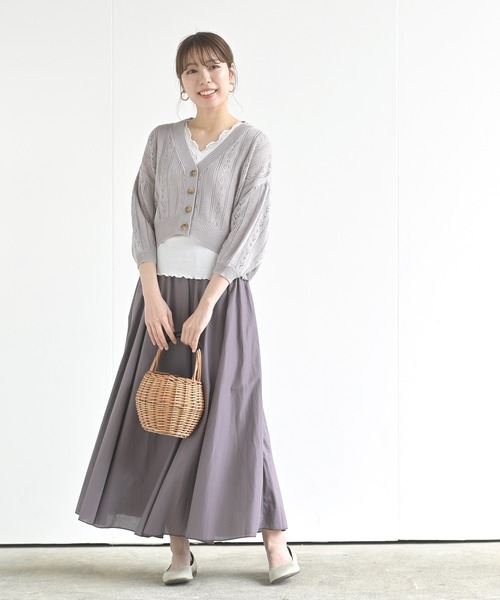 rps（アールピーエス）の「透かし柄ショートニットカーディガン（カーディガン/ボレロ・レディース・ブラック/アイボリー/ラベンダー・M）」の13枚目の写真