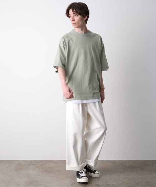 JUNRED（ジュンレッド）の「ライトタッチルーズTEE（Tシャツ/カットソー・メンズ・ホワイト/ダークブラウン/ミント/サックスブルー・S/M/L）」の20枚目の写真