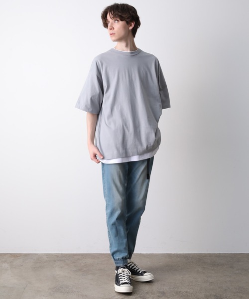 JUNRED（ジュンレッド）の「ライトタッチルーズTEE（Tシャツ/カットソー・メンズ・ホワイト/ダークブラウン/ミント/サックスブルー・S/M/L）」の21枚目の写真