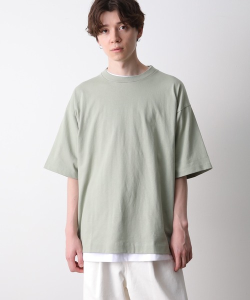 JUNRED（ジュンレッド）の「ライトタッチルーズTEE（Tシャツ/カットソー・メンズ・ホワイト/ダークブラウン/ミント/サックスブルー・S/M/L）」の5枚目の写真