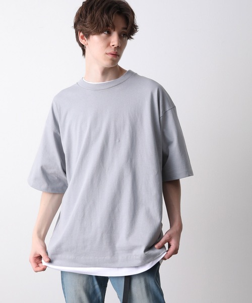 JUNRED（ジュンレッド）の「ライトタッチルーズTEE（Tシャツ/カットソー・メンズ・ホワイト/ダークブラウン/ミント/サックスブルー・S/M/L）」の7枚目の写真