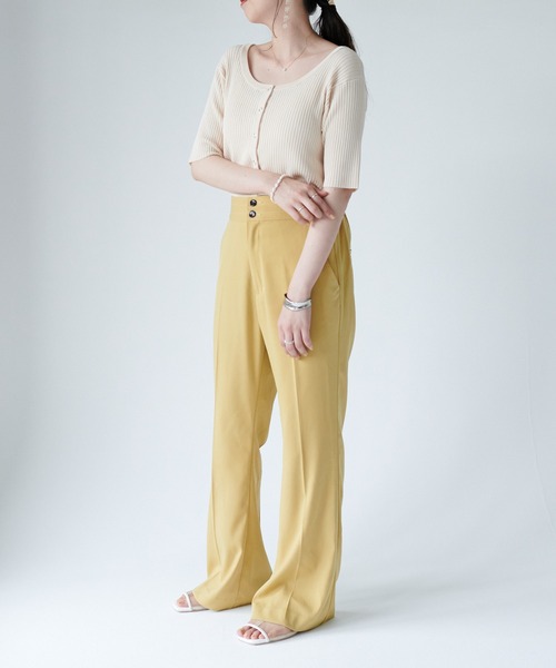 DISCOAT（ディスコート）の「リブショートカーディガン（カーディガン/ボレロ・レディース・アイボリー/グリーン/ネイビー/イエロー・FREE）」の13枚目の写真