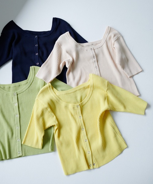 DISCOAT（ディスコート）の「リブショートカーディガン（カーディガン/ボレロ・レディース・アイボリー/グリーン/ネイビー/イエロー・FREE）」の17枚目の写真