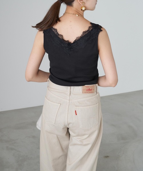 Chaco closet(チャコ クローゼット)の「リブ・レースタンクトップ(タンクトップ・レディース・グレー/ブラック/ホワイト・FREE)」の8枚目の写真