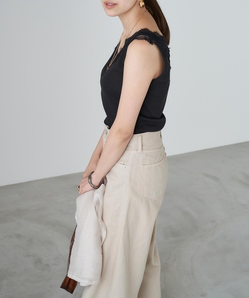 Chaco closet(チャコ クローゼット)の「リブ・レースタンクトップ(タンクトップ・レディース・グレー/ブラック/ホワイト・FREE)」の9枚目の写真