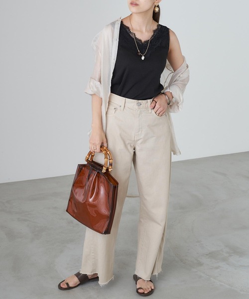 Chaco closet(チャコ クローゼット)の「リブ・レースタンクトップ(タンクトップ・レディース・グレー/ブラック/ホワイト・FREE)」の10枚目の写真