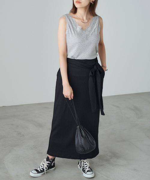 Chaco closet(チャコ クローゼット)の「リブ・レースタンクトップ(タンクトップ・レディース・グレー/ブラック/ホワイト・FREE)」の14枚目の写真