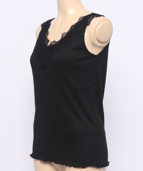 Chaco closet(チャコ クローゼット)の「リブ・レースタンクトップ(タンクトップ・レディース・グレー/ブラック/ホワイト・FREE)」の16枚目の写真