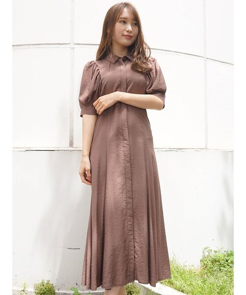 MERCURYDUO（マーキュリーデュオ）の「ギャザースリーブマーメイドシャツワンピース（ワンピース・レディース・ブラウン/ベージュ/ミント・FREE）」の11枚目の写真