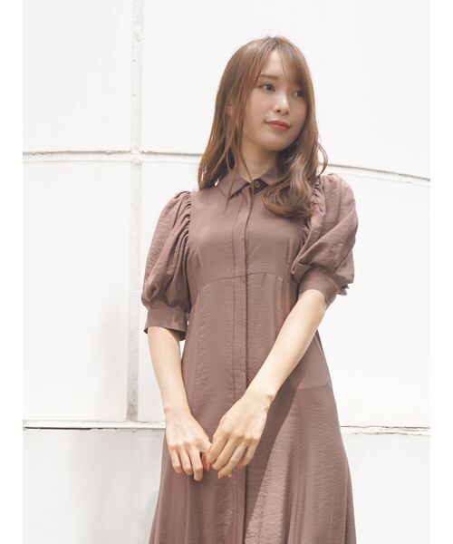 MERCURYDUO（マーキュリーデュオ）の「ギャザースリーブマーメイドシャツワンピース（ワンピース・レディース・ブラウン/ベージュ/ミント・FREE）」の13枚目の写真