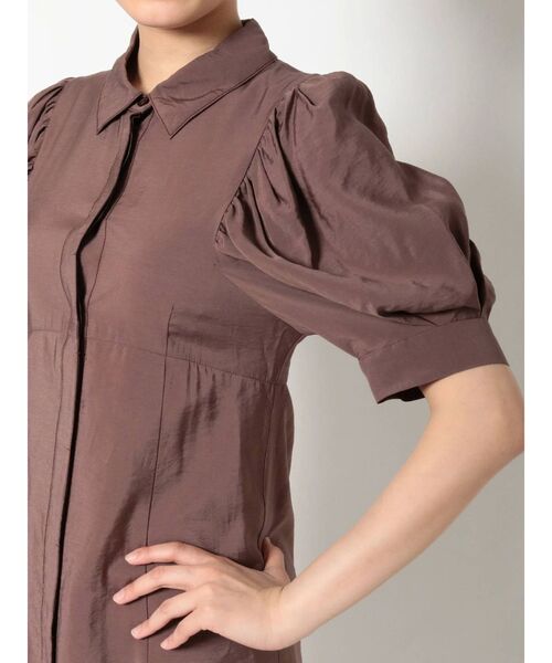 MERCURYDUO（マーキュリーデュオ）の「ギャザースリーブマーメイドシャツワンピース（ワンピース・レディース・ブラウン/ベージュ/ミント・FREE）」の12枚目の写真