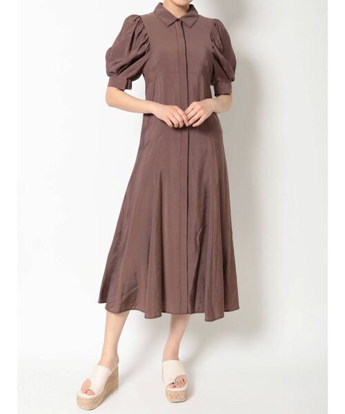 MERCURYDUO（マーキュリーデュオ）の「ギャザースリーブマーメイドシャツワンピース（ワンピース・レディース・ブラウン/ベージュ/ミント・FREE）」の10枚目の写真