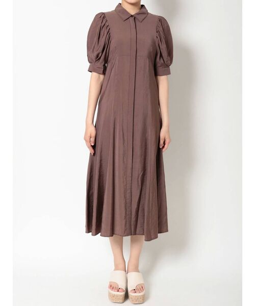 MERCURYDUO（マーキュリーデュオ）の「ギャザースリーブマーメイドシャツワンピース（ワンピース・レディース・ブラウン/ベージュ/ミント・FREE）」の21枚目の写真