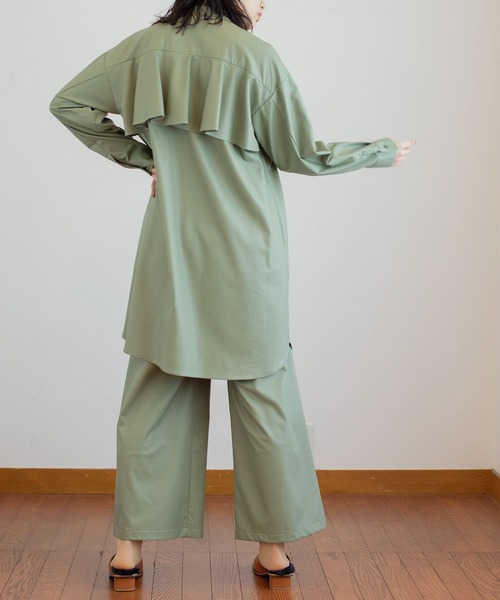 MARECHAL TERRE（マルシャルテル）の「フェイクレザーワイドギャザーパンツ（その他パンツ・レディース・ブラック/ベージュ/セージグリーン/モカ・SMALL/MEDIUM/LARGE）」の9枚目の写真