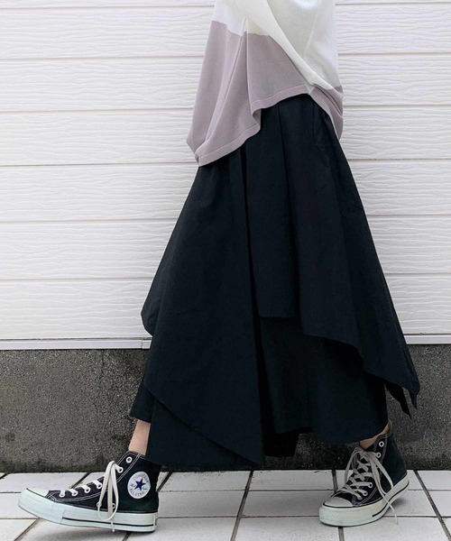 Q（キュー）の「アシメレイヤードキュロットスカート（その他パンツ