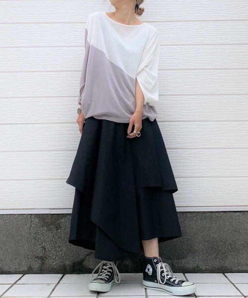 Q（キュー）の「アシメレイヤードキュロットスカート（その他パンツ