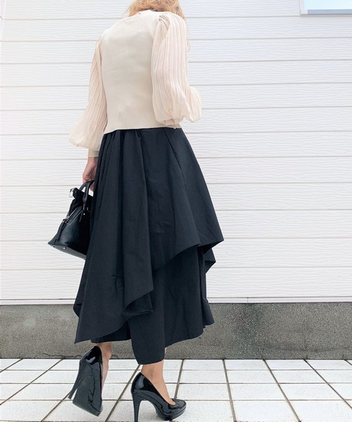 Q（キュー）の「アシメレイヤードキュロットスカート（その他パンツ
