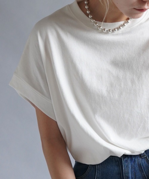 Bou Jeloud(ブージュルード)の「フレンチスリーブTOPS(Tシャツ/カットソー・レディース・チャコールグレー/オフホワイト/ブルー/グレイッシュベージュ・FREE)」の10枚目の写真