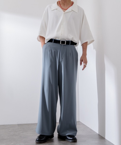 Adoon plain（アドーンプレーン）の「【Adoon plain】ワイドスラックス（スラックス・メンズ・ライトブルー/ブラック/パープル/ライトグレー/グリーン・SMALL/MEDIUM/LARGE）」の16枚目の写真