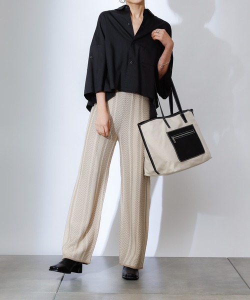 COLONY 2139（コロニートゥーワンスリーナイン）の「バイカラーヘリンボーンニットパンツ(セットアップ可)（その他パンツ・レディース・ブラック/ベージュ/グリーン・MEDIUM/SMALL/LARGE）」の20枚目の写真