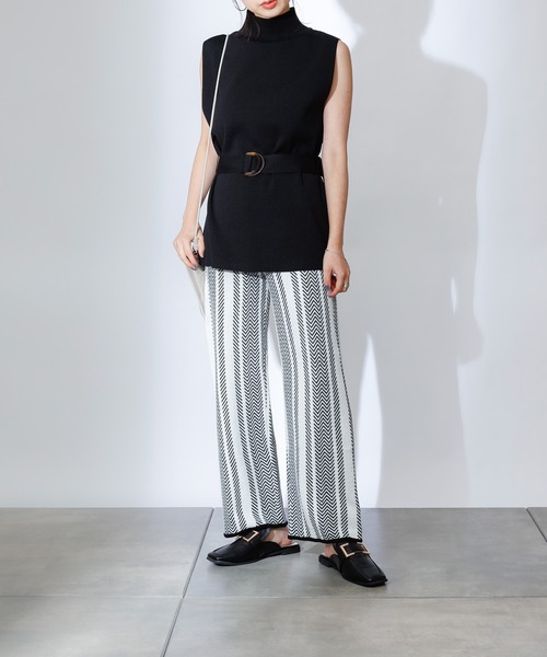 COLONY 2139（コロニートゥーワンスリーナイン）の「バイカラーヘリンボーンニットパンツ(セットアップ可)（その他パンツ・レディース・ブラック/ベージュ/グリーン・MEDIUM/SMALL/LARGE）」の8枚目の写真