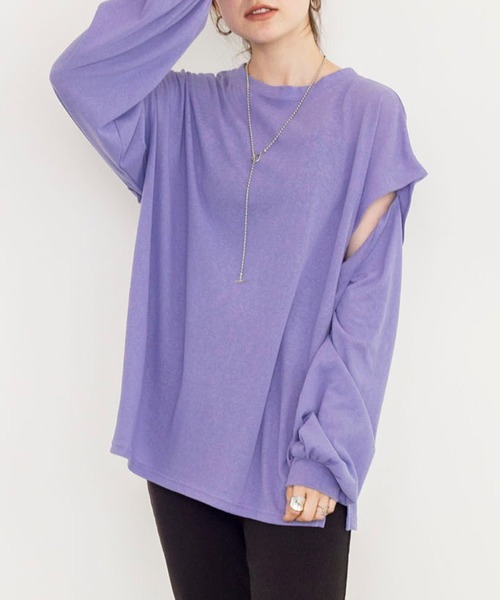 w closet（ダブルクローゼット）の「ロングorノースリ2WAYスリーブTシャツ（Tシャツ/カットソー・レディース・スミクロ/オフホワイト/ダークグリーン/ライトパープル/ピンク系その他・FREE）」の5枚目の写真