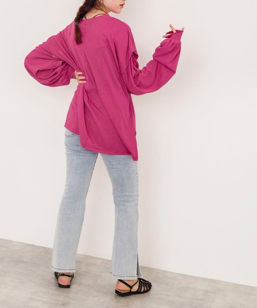 w closet（ダブルクローゼット）の「ロングorノースリ2WAYスリーブTシャツ（Tシャツ/カットソー・レディース・スミクロ/オフホワイト/ダークグリーン/ライトパープル/ピンク系その他・FREE）」の9枚目の写真