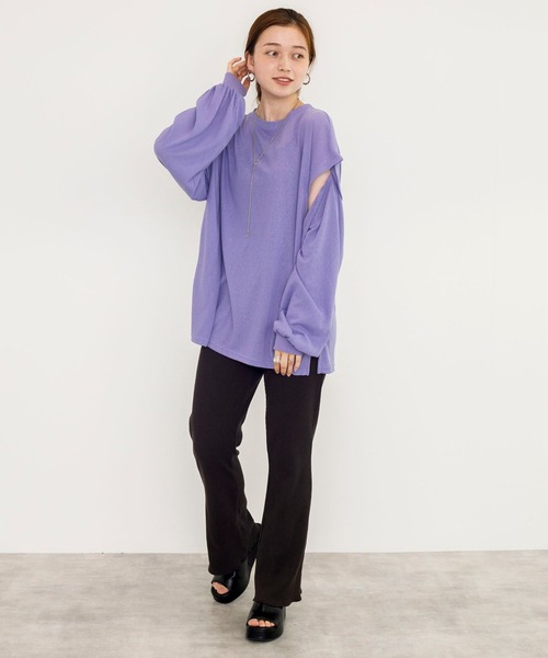 w closet（ダブルクローゼット）の「ロングorノースリ2WAYスリーブTシャツ（Tシャツ/カットソー・レディース・スミクロ/オフホワイト/ダークグリーン/ライトパープル/ピンク系その他・FREE）」の10枚目の写真