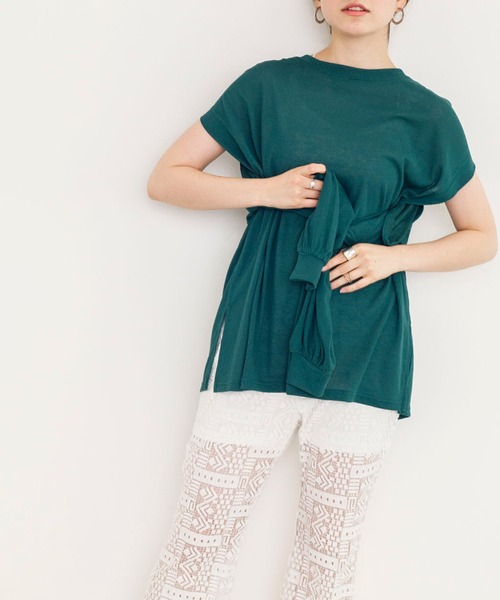 w closet（ダブルクローゼット）の「ロングorノースリ2WAYスリーブTシャツ（Tシャツ/カットソー・レディース・スミクロ/オフホワイト/ダークグリーン/ライトパープル/ピンク系その他・FREE）」の12枚目の写真