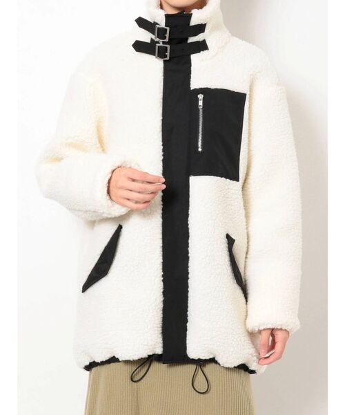 COTORICA（コトリカ）の「ボア×ナイロンフライトジャケット（ブルゾン・レディース・ブラック/オフホワイト・SMALL/MEDIUM）」の2枚目の写真