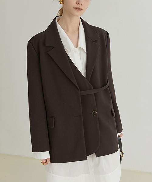 Fano Studios（ファノ ストゥディオズ）の「【Fano Studios】Asymmetry buttoned blazer FQ21W059（テーラードジャケット・レディース・ブラウン・L/M/S）」の7枚目の写真