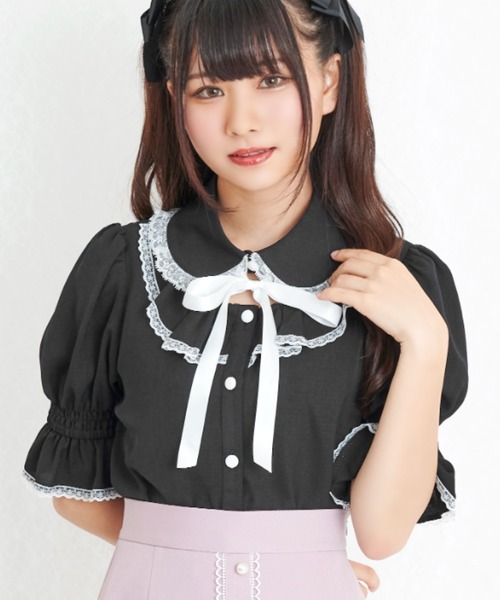 Secret Honey（シークレットハニー）の「オープンデコルテブラウス（シャツ/ブラウス・レディース・ブラック/オフホワイト/ピンク・MEDIUM）」の3枚目の写真