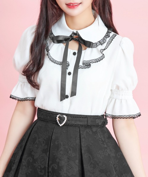 Secret Honey（シークレットハニー）の「オープンデコルテブラウス（シャツ/ブラウス・レディース・ブラック/オフホワイト/ピンク・MEDIUM）」の9枚目の写真