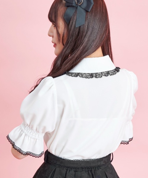 Secret Honey（シークレットハニー）の「オープンデコルテブラウス（シャツ/ブラウス・レディース・ブラック/オフホワイト/ピンク・MEDIUM）」の4枚目の写真