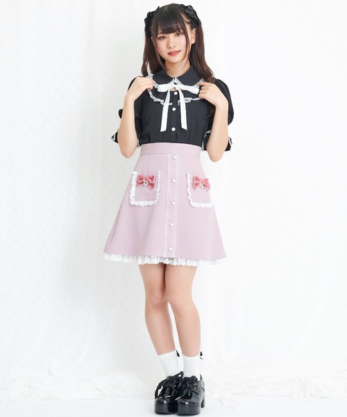 Secret Honey（シークレットハニー）の「オープンデコルテブラウス（シャツ/ブラウス・レディース・ブラック/オフホワイト/ピンク・MEDIUM）」の8枚目の写真