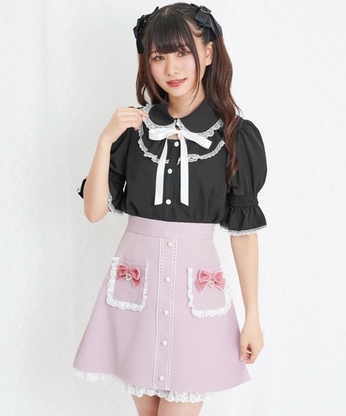 Secret Honey（シークレットハニー）の「オープンデコルテブラウス（シャツ/ブラウス・レディース・ブラック/オフホワイト/ピンク・MEDIUM）」の13枚目の写真