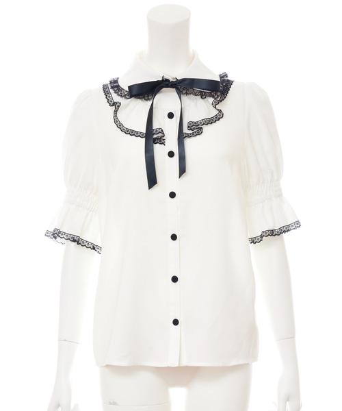 Secret Honey（シークレットハニー）の「オープンデコルテブラウス（シャツ/ブラウス・レディース・ブラック/オフホワイト/ピンク・MEDIUM）」の7枚目の写真