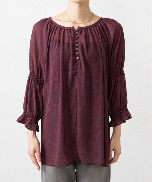 prose verse（プロズヴェール）の「前後2WAYペイズリー柄シアーブラウス（シャツ/ブラウス・レディース・ボルドー/ベージュ・MEDIUM）」の22枚目の写真