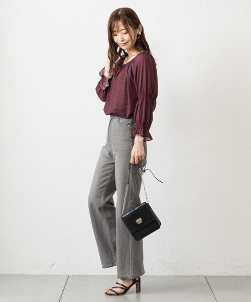 prose verse（プロズヴェール）の「前後2WAYペイズリー柄シアーブラウス（シャツ/ブラウス・レディース・ボルドー/ベージュ・MEDIUM）」の3枚目の写真