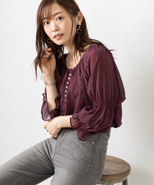 prose verse（プロズヴェール）の「前後2WAYペイズリー柄シアーブラウス（シャツ/ブラウス・レディース・ボルドー/ベージュ・MEDIUM）」の14枚目の写真