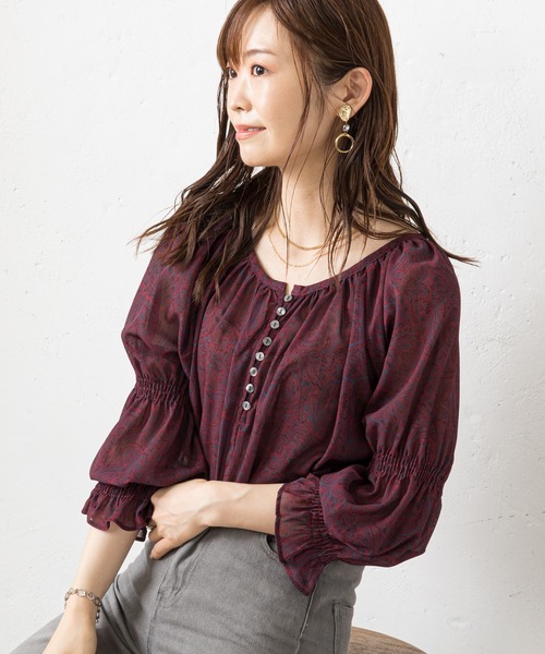 prose verse（プロズヴェール）の「前後2WAYペイズリー柄シアーブラウス（シャツ/ブラウス・レディース・ボルドー/ベージュ・MEDIUM）」の20枚目の写真