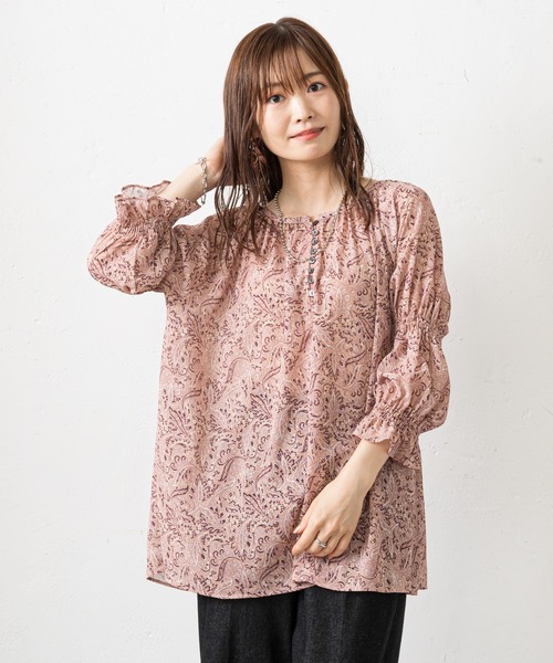prose verse（プロズヴェール）の「前後2WAYペイズリー柄シアーブラウス（シャツ/ブラウス・レディース・ボルドー/ベージュ・MEDIUM）」の21枚目の写真