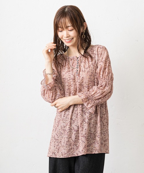 prose verse（プロズヴェール）の「前後2WAYペイズリー柄シアーブラウス（シャツ/ブラウス・レディース・ボルドー/ベージュ・MEDIUM）」の11枚目の写真