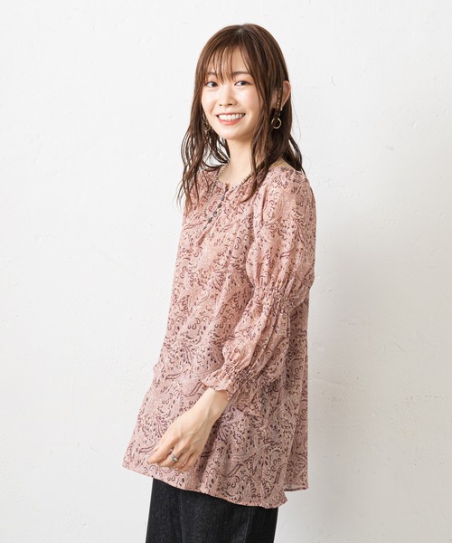 prose verse（プロズヴェール）の「前後2WAYペイズリー柄シアーブラウス（シャツ/ブラウス・レディース・ボルドー/ベージュ・MEDIUM）」の6枚目の写真