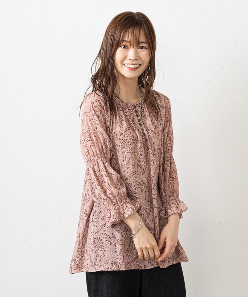 prose verse（プロズヴェール）の「前後2WAYペイズリー柄シアーブラウス（シャツ/ブラウス・レディース・ボルドー/ベージュ・MEDIUM）」の16枚目の写真