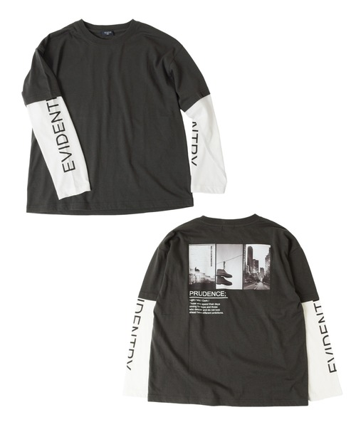 GLAZOS（グラソス）の「天竺・バックフォトフェイクレイヤード 長袖Tシャツ（Tシャツ/カットソー・キッズ・ホワイト/チャコールグレー・170cm/140cm/160cm/150cm/130cm）」の2枚目の写真