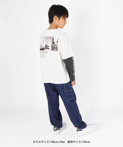 GLAZOS（グラソス）の「天竺・バックフォトフェイクレイヤード 長袖Tシャツ（Tシャツ/カットソー・キッズ・ホワイト/チャコールグレー・170cm/140cm/160cm/150cm/130cm）」の4枚目の写真