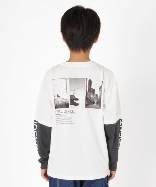 GLAZOS（グラソス）の「天竺・バックフォトフェイクレイヤード 長袖Tシャツ（Tシャツ/カットソー・キッズ・ホワイト/チャコールグレー・170cm/140cm/160cm/150cm/130cm）」の7枚目の写真